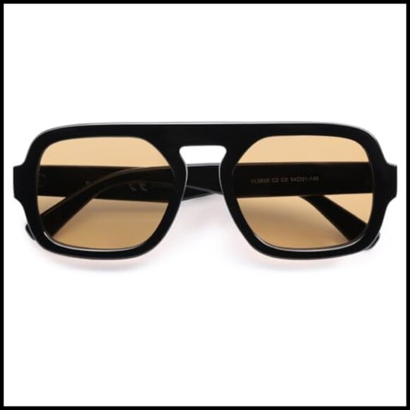 Retro Square Aviator Sunglasses with Metal Stud Details, UV400 Protection main image 5